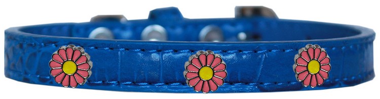 Pink Daisy Widget Croc Dog Collar Blue Size 10